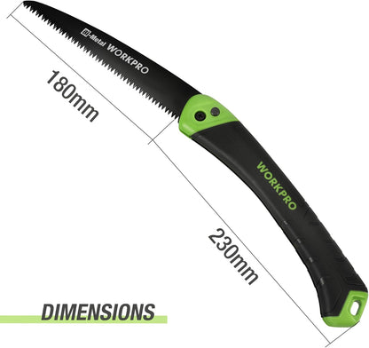 WORKPRO Pruning Saws 180mm, Hand Saws with Safety Lock, Folding Saw with Triple Tooth Cut, Ideel for Garden, Camping, Tree Trimming and More