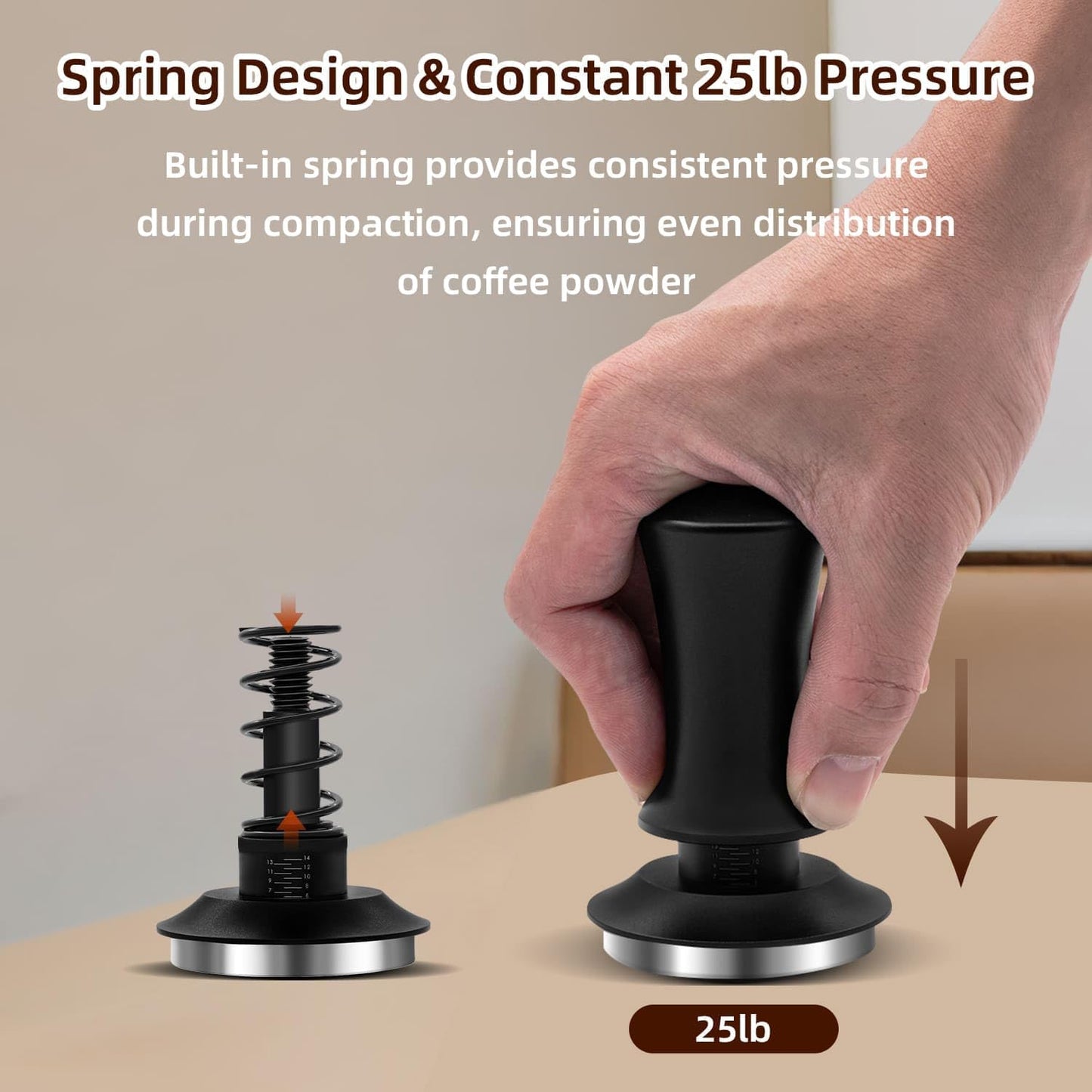 Mcbazel 53mm Espresso Tamper with 53.3-54mm portafilters,Including Popular Sage Models,53mm Adjustable Hand Coffee Tamper 304 Stainless Steel Ripple Base