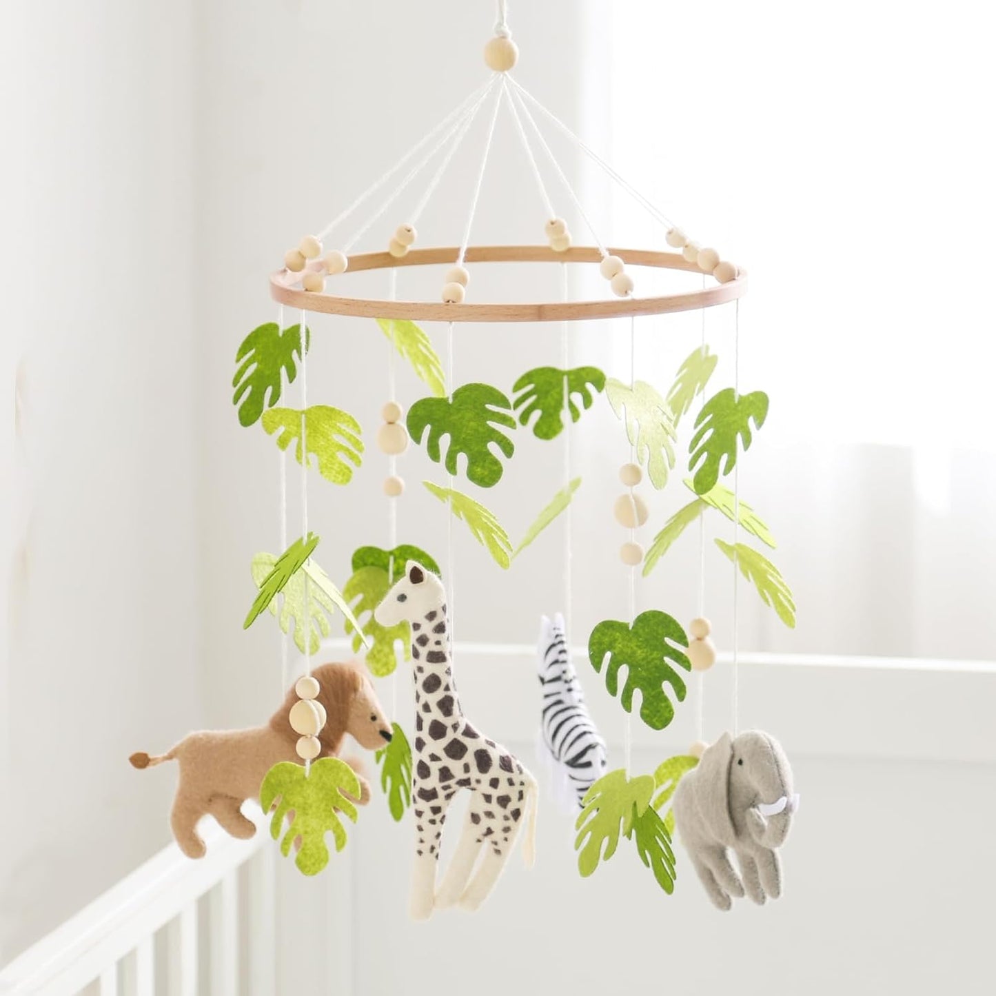 Beechwood Crib Mobile Holder - 360° Rotate, Adjustable Arm - Natural Wood, Minimalist - For Cribs No Side Rails - Baby Nursery Decor