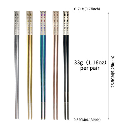 YOZOTI Stainless Steel Chopsticks, Silver Reusable Chopsticks, 5 Pairs Dishwasher Safe Metal Chopsticks, Easy to Use, Square Lightweight Chop Sticks, Gift Set (Silver)