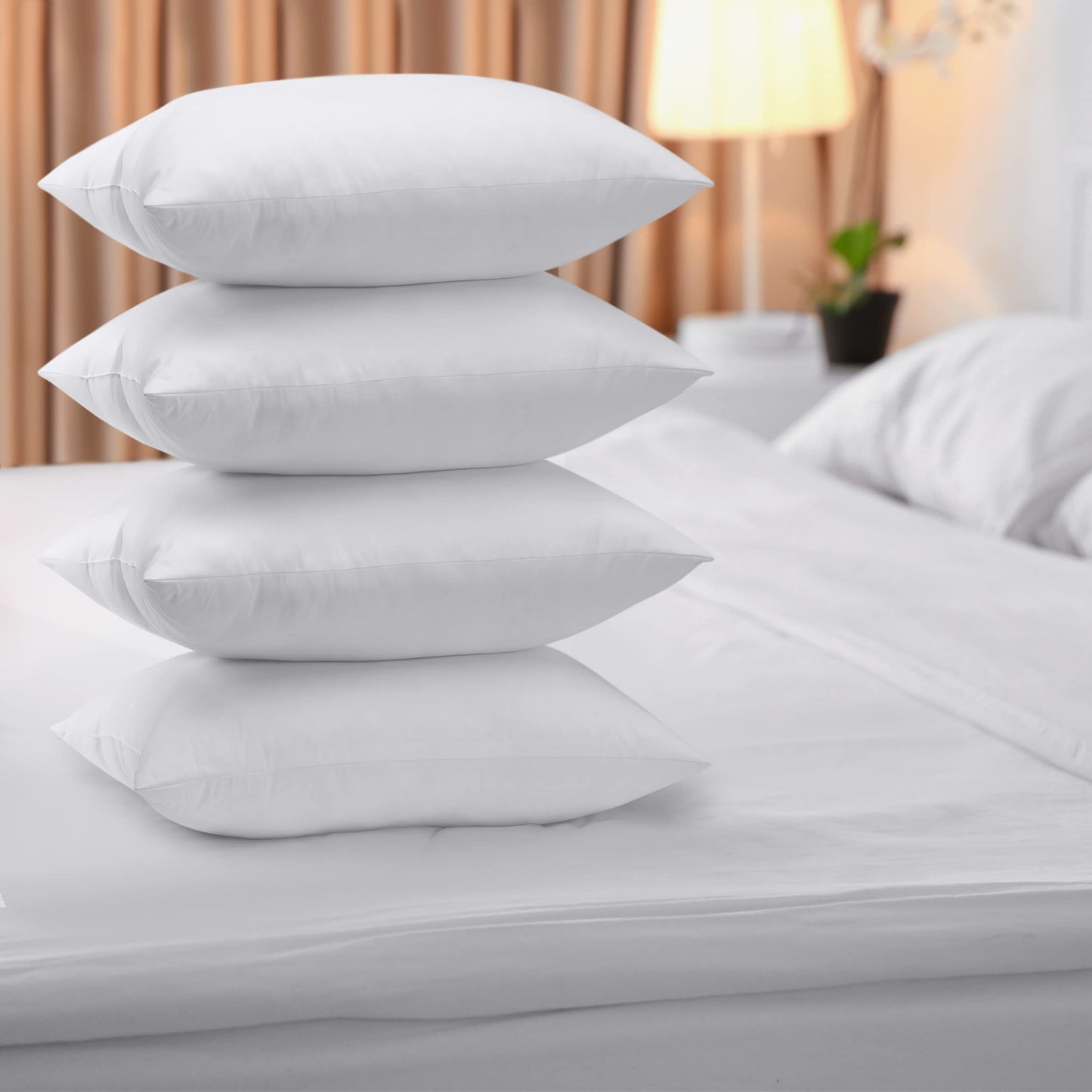 NY Threads Throw Pillows Insert (Pack of 4, White) - 45 x 45 cm Bed and Couch Pillows - Indoor Decorative Pillows