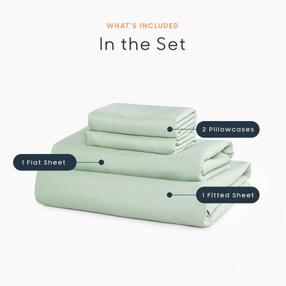 Wake In Cloud - White Sheet Set, 1000TC Ultra Soft Microfiber, Fitted Sheet & Flat Sheet & 2 Pillowcases (4 pcs, Queen Size)