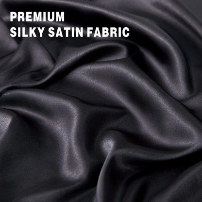 ForZzz 2000TC Art Silk Satin Queen Sheet Set Hotel 4 Pieces Fitted/Flat Sheet Bedding Set(Black,Queen)