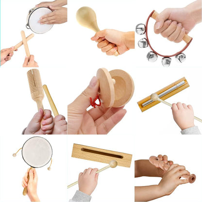 Stoie's Wooden Musical Instruments for Toddlers 1-3, Montessori Music Toys for 1 Year Old, with Xylophone, Tambourine and Maracas, Educational Development and Creativity, Baby Musical Instruments