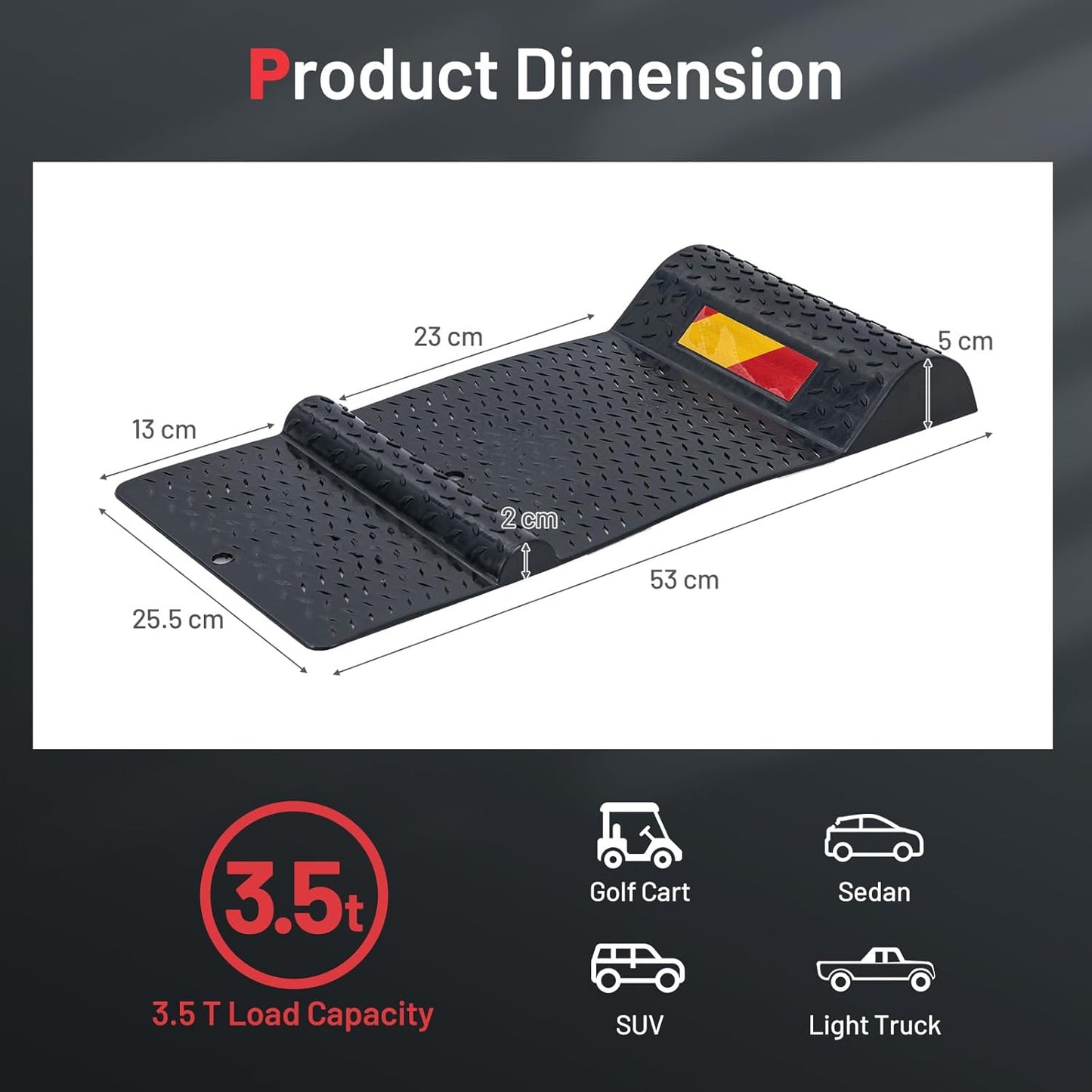 Costway Garage Car Parking Mat, 2 Pack Heavy Duty Wheel Stopper w/ 2 Mounting Method, Non-slip Surface, Self-Adhesive Tape, Reflective Strip, Garage Anti-skid Parking Mat for Most Vehicle, Black