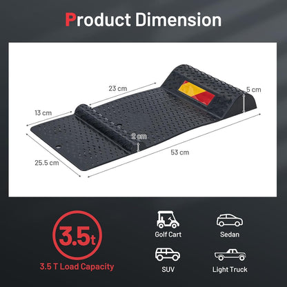 Costway Garage Car Parking Mat, 2 Pack Heavy Duty Wheel Stopper w/ 2 Mounting Method, Non-slip Surface, Self-Adhesive Tape, Reflective Strip, Garage Anti-skid Parking Mat for Most Vehicle, Black