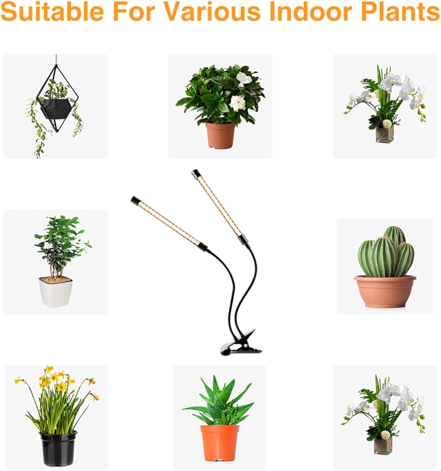 Grow Light Full Spectrum Plant Lights for Indoor Plants, Full Spectrum Plant Grow Lights, 9 Dimmable Levels Auto ON & Off with 3/9/12H Timer