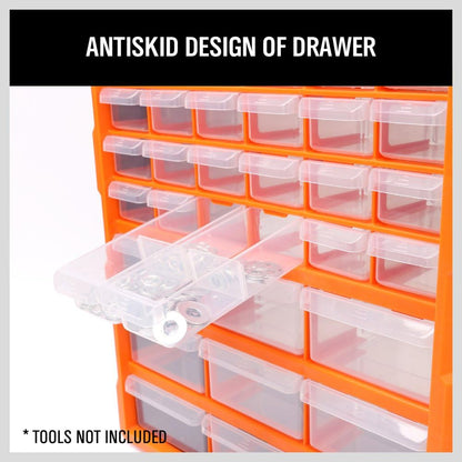 HORUSDY 39-Drawers Storage Cabinet Tool Box, Wall Mount Parts Storage Bin Chest Case Plastic Organiser Toolbox with Divider In Each Drawer