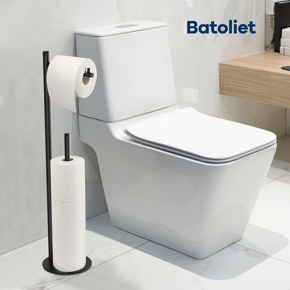 Freestanding Black Toilet Paper Holder | Metal Bathroom Roll Stand