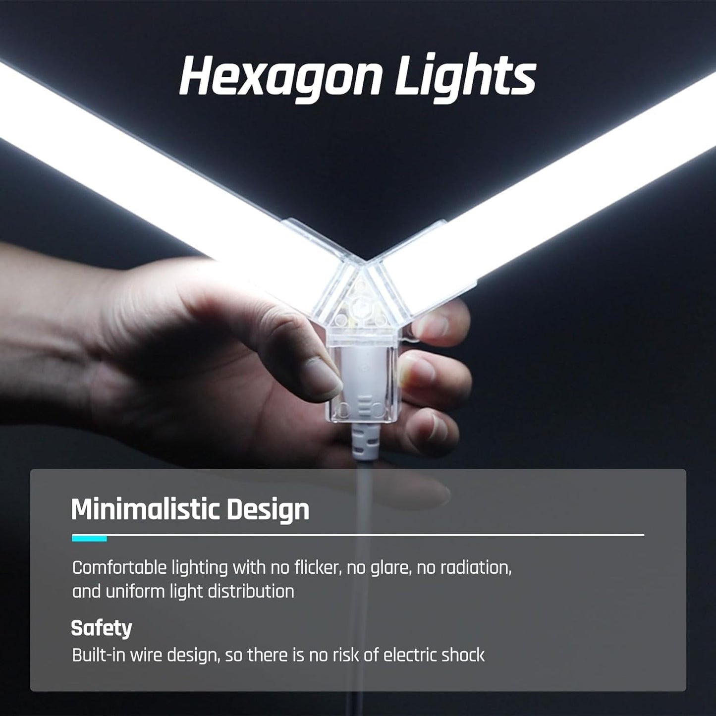 TONGLIN Hexagon Garage Light, 14 Grids 680W 81600 Lumens Hexagon Led Garage Light with Rectangle Frame 6500K for Garage, Basement, Warehouse, Auto Beauty Shop, Car Detailing Shop