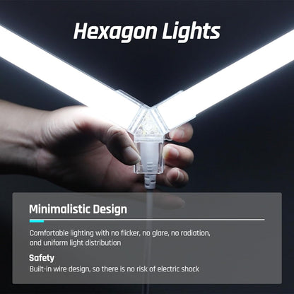 TONGLIN Hexagon Garage Light, 14 Grids 680W 81600 Lumens Hexagon Led Garage Light with Rectangle Frame 6500K for Garage, Basement, Warehouse, Auto Beauty Shop, Car Detailing Shop