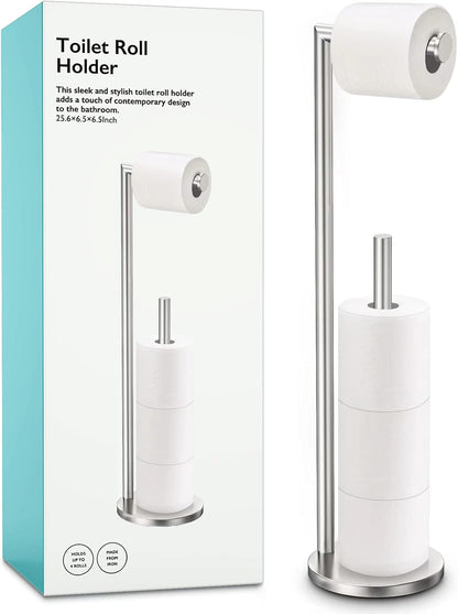 Freestanding Black Toilet Paper Holder | Metal Bathroom Roll Stand