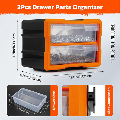 HORUSDY 39-Drawers Storage Cabinet Tool Box, Wall Mount Parts Storage Bin Chest Case Plastic Organiser Toolbox with Divider In Each Drawer
