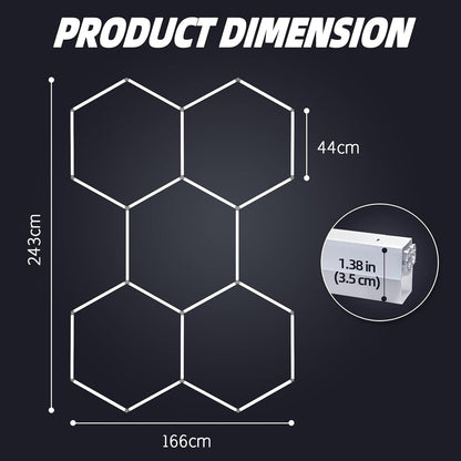 TONGLIN Hexagon Garage Light, 14 Grids 680W 81600 Lumens Hexagon Led Garage Light with Rectangle Frame 6500K for Garage, Basement, Warehouse, Auto Beauty Shop, Car Detailing Shop
