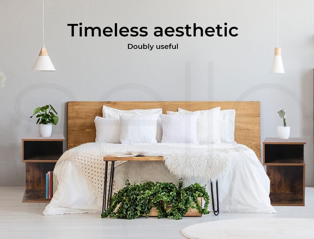 Levede Bedside Tables Drawers, Small Side Table S-Shaped Side Tables Wood Nightstand Storage Bedroom Cabinet, 33 cm Length x 33 cm Width x 50 cm Height