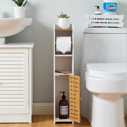 Freestanding Toilet Paper Storage with Phone Holder | Small Bathroom Organiser