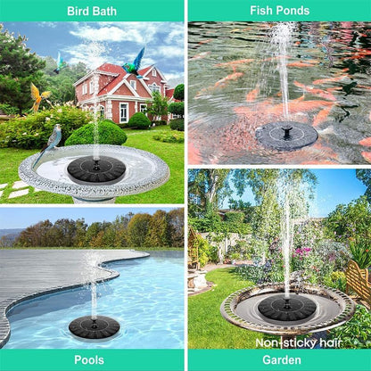 Solar Fountain,Square Solar Water Fountain with 6 Nozzle,1.2W Bird Bath Solar Water Pump with Extended - Length,Submersible Pump for Pond, Pool, Garden, Fish Tank