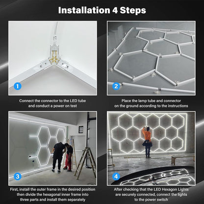 TONGLIN Hexagon Garage Light, 14 Grids 680W 81600 Lumens Hexagon Led Garage Light with Rectangle Frame 6500K for Garage, Basement, Warehouse, Auto Beauty Shop, Car Detailing Shop