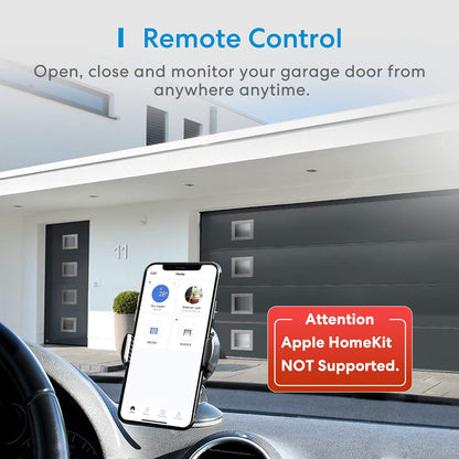 meross Smart Garage Door Opener Remote, Compatible with Apple HomeKit, Amazon Alexa, Google Assistant, SmartThings, Multiple Notification Modes, No Hub Needed