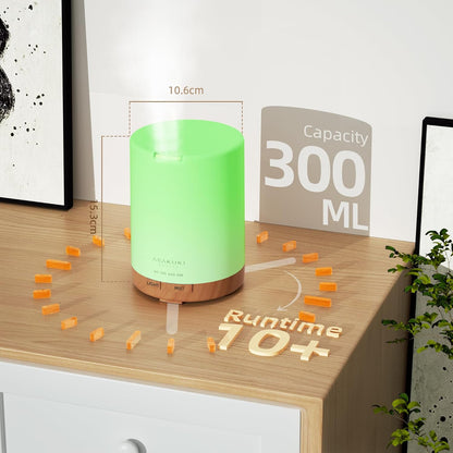 ASAKUKI 300ML Essential Oil Diffuser, Quiet 5-in-1 Premium Aromatherapy Humidifier, Natural Home Fragrance Aroma Vaporizer with 7 LED Color Changing Light and Auto-Off Safety Switch