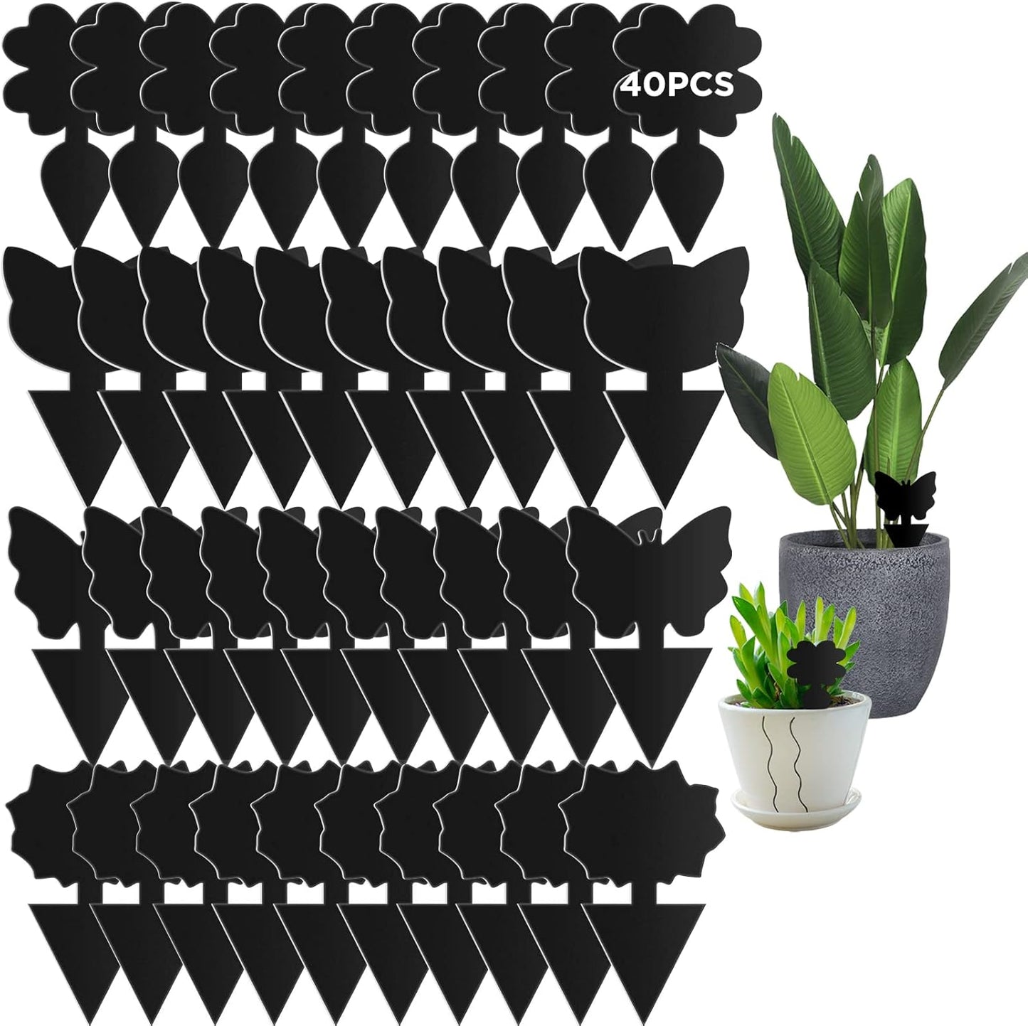 40 PCS Sticky Traps, GeeRic Sticky Fruit Fly and Plant Gnat Bug Traps for Indoor/Outdoor Use, Dual-Sided Black Sticky Traps Insect Catcher for White Flies, Mosquitos, Fungus Gnats, Flying Insects