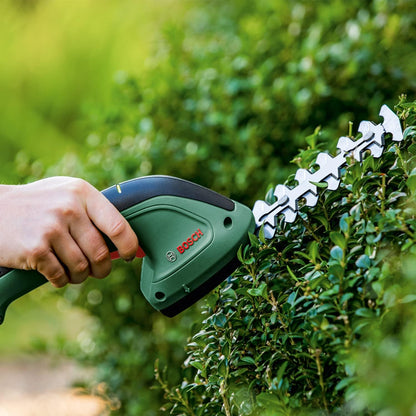 Bosch 3.6V Cordless Compact Hedge Shrub & Grass Shear Garden Kit, Includes Shrub & Grass Blade, Integrated Battery, Runtime: 40 min (EasyShear). Made in Europe
