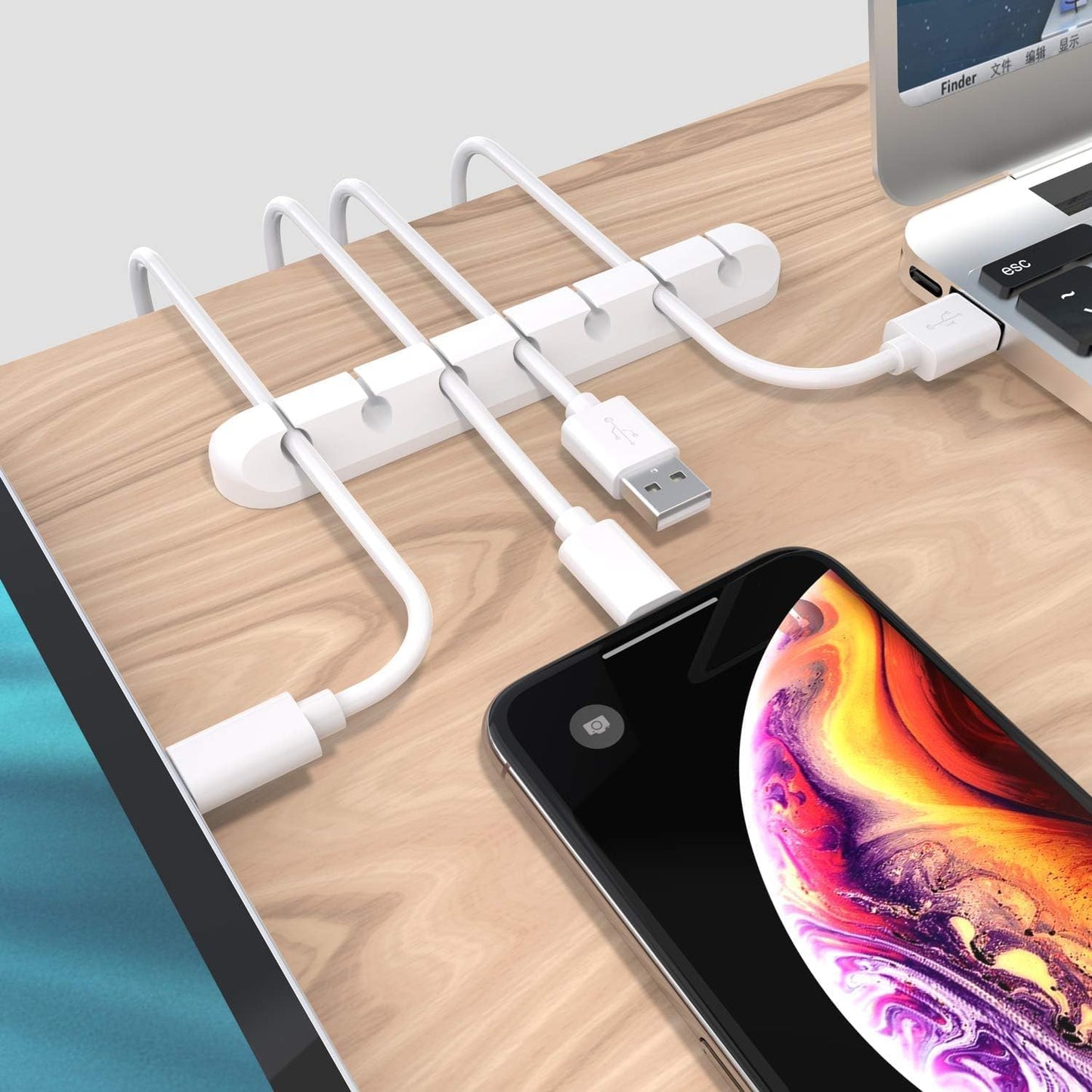 Cable Holder Clips | Desk Cord Organizer | Wire Management Solution
