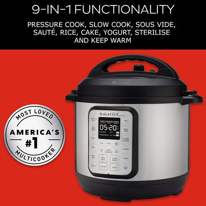 Instant Pot Duo 7-in-1 Multicooker, 5.7L - Pressure Cooker, Slow Cooker, Rice Cooker, Sauté Pan, Yogurt Maker, Steamer and Food Warmer, Brushed Stainless Steel,Black/ Grey