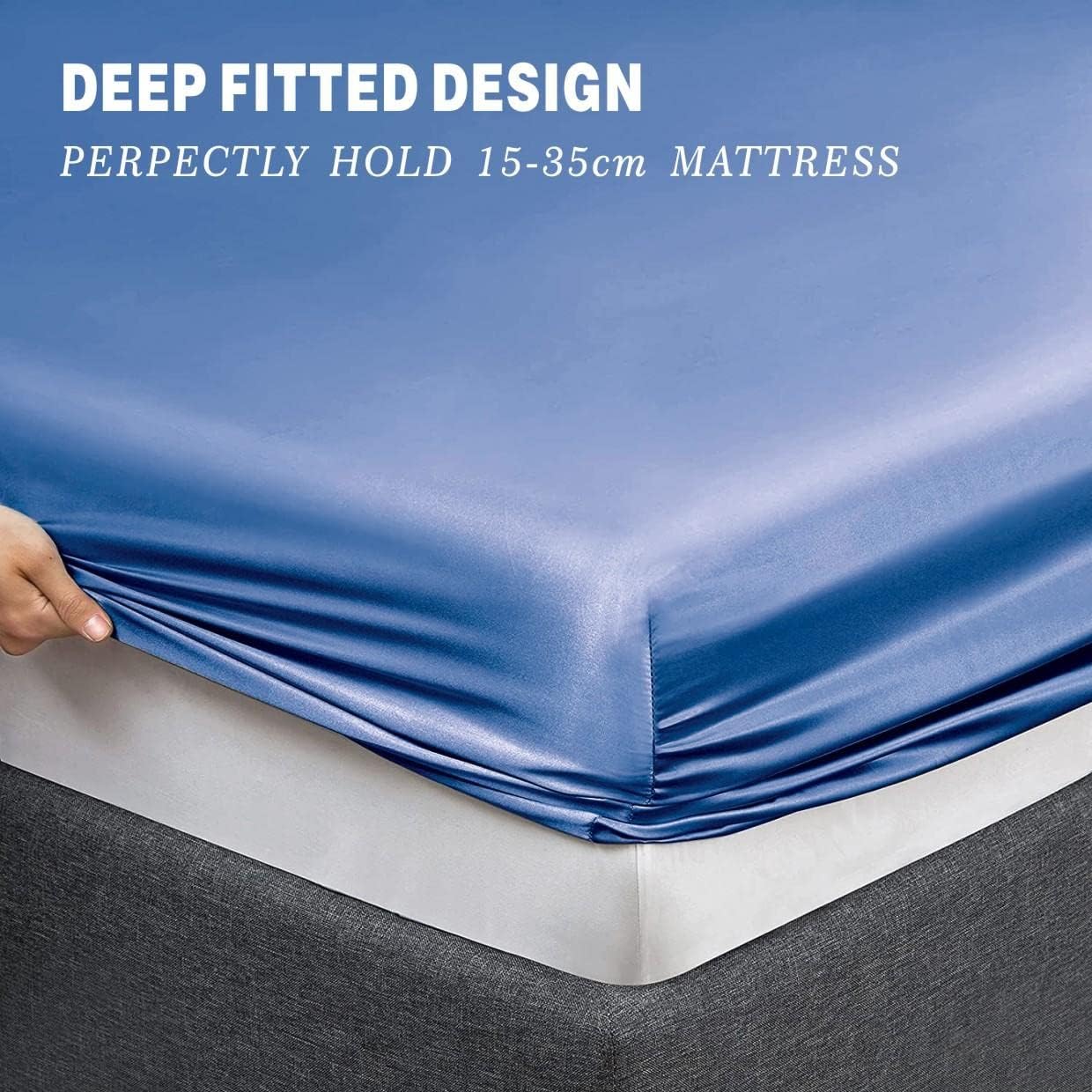 ForZzz 2000TC Art Silk Satin Queen Sheet Set Hotel 4 Pieces Fitted/Flat Sheet Bedding Set(Black,Queen)