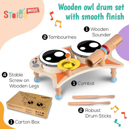 Stoie's Wooden Musical Instruments for Toddlers 1-3, Montessori Music Toys for 1 Year Old, with Xylophone, Tambourine and Maracas, Educational Development and Creativity, Baby Musical Instruments