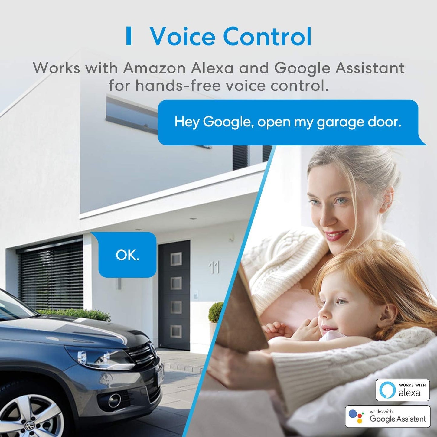 meross Smart Garage Door Opener Remote, Compatible with Apple HomeKit, Amazon Alexa, Google Assistant, SmartThings, Multiple Notification Modes, No Hub Needed