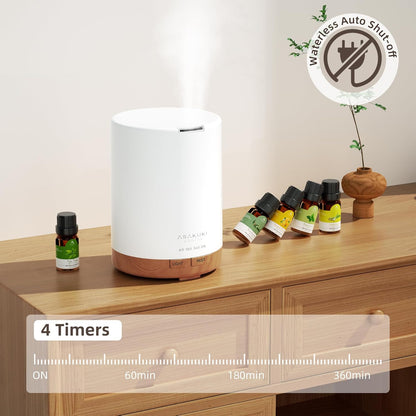 ASAKUKI 300ML Essential Oil Diffuser, Quiet 5-in-1 Premium Aromatherapy Humidifier, Natural Home Fragrance Aroma Vaporizer with 7 LED Color Changing Light and Auto-Off Safety Switch