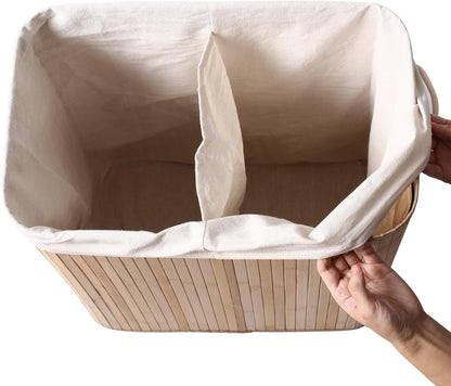Bamboo Laundry Hamper | Rectangular Laundry Basket | Foldable Storage