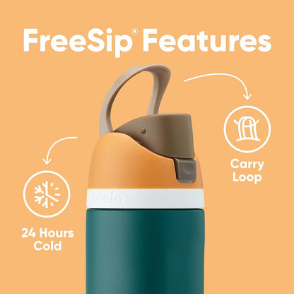 Insulated Stainless Steel Water Bottle - FreeSip Straw & Spout