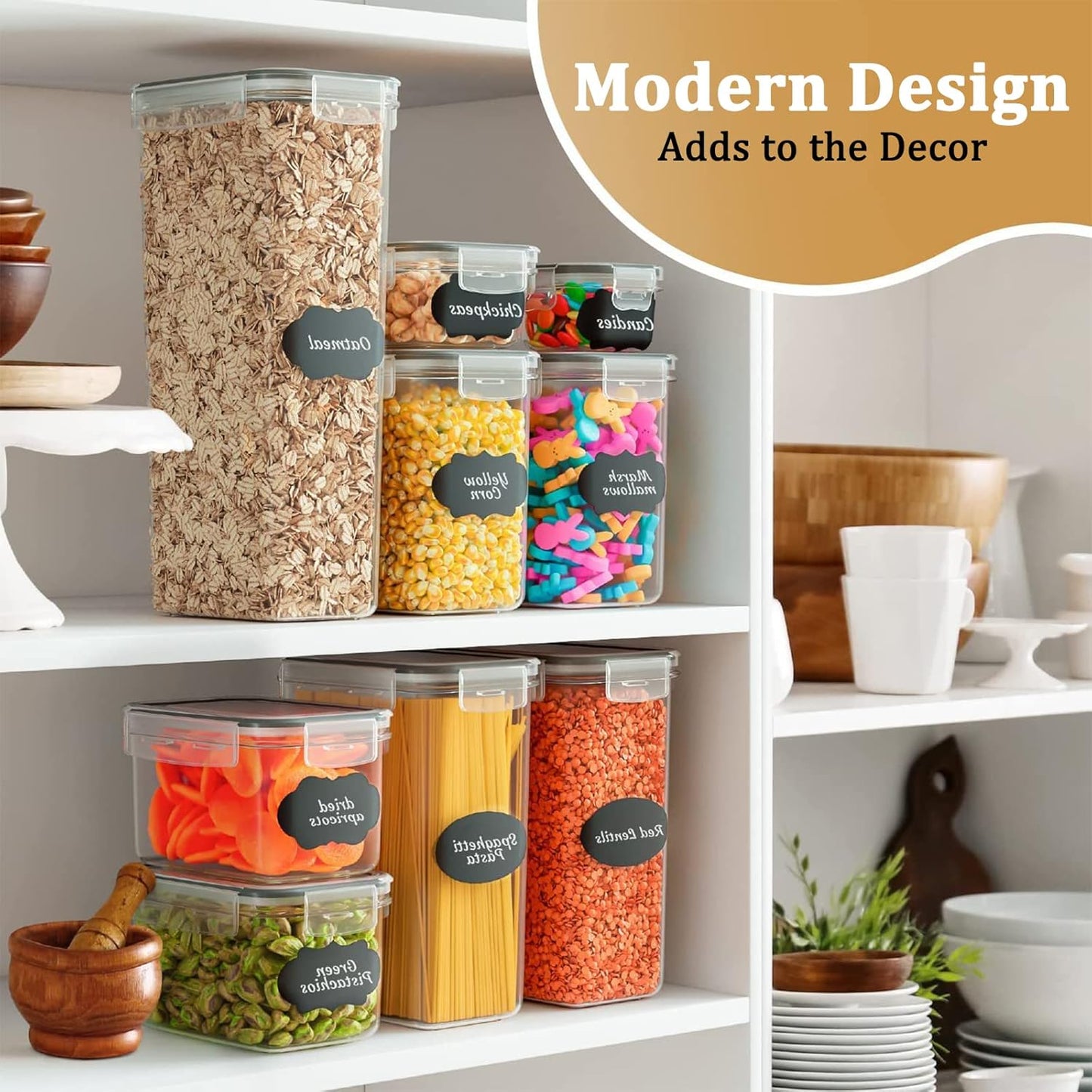 stusgo 42 Pack Airtight Food Storage Containers Set - Cereal Storage Containers for Kitchen Storage & Organisation with Lids & BPA Free Pantry Storage Containers Organiser
