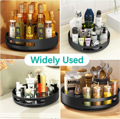 Lazy Susan 25cm Carbon Steel Lazy Susan Turntable Organizer for Cabinet, Black Lazy Susan for Table, Kitchen Corner Lazy Susan Cabinet Pantry Organizer