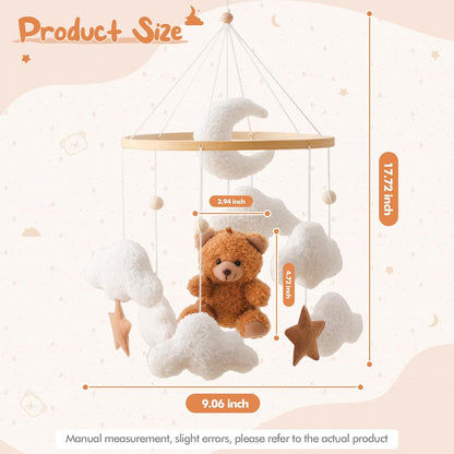 Beechwood Crib Mobile Holder - 360° Rotate, Adjustable Arm - Natural Wood, Minimalist - For Cribs No Side Rails - Baby Nursery Decor