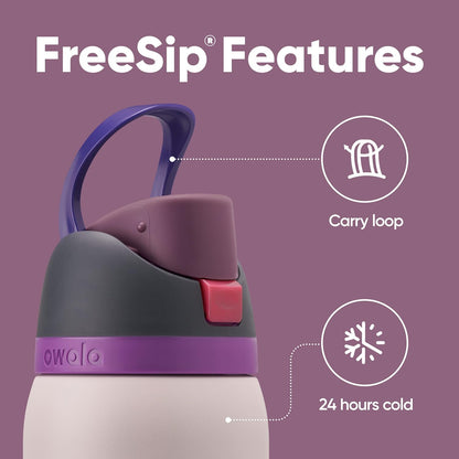 Insulated Stainless Steel Water Bottle - FreeSip Straw & Spout