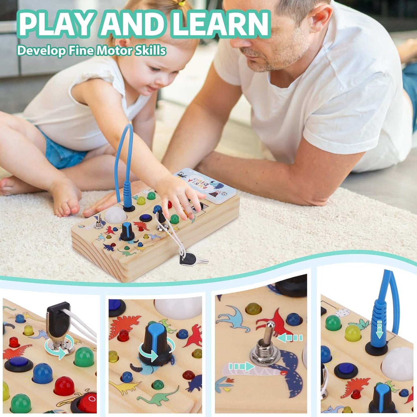 Montessori Busy Board Kids Toys, Toys for 1+ Year Old, Sensory Wooden Boy Toddler Games
