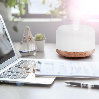 ASAKUKI 500ml Essential Oil Diffuser, 5 in 1 Ultrasonic Aromatherapy Fragrant Oil Diffusers, Vaporizer Humidifier with Remote Control, Timer, Auto-Off Safety Switch, 7 LED Light Colors