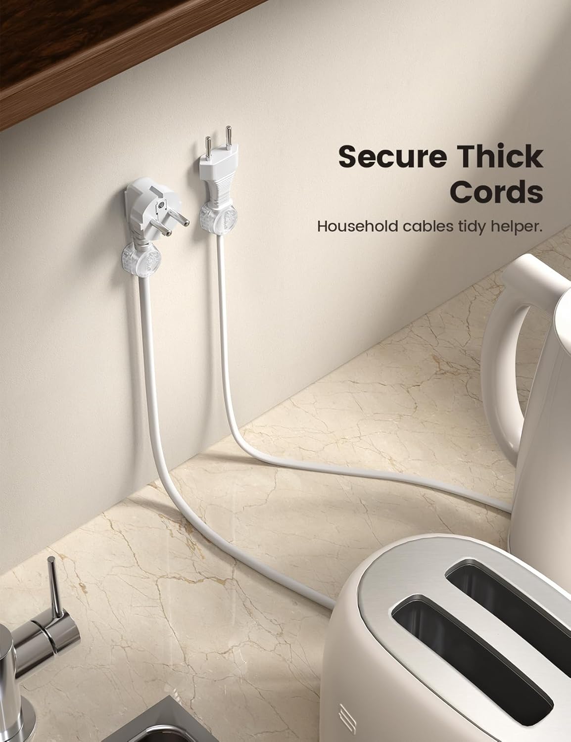 One-Hand Cable Clips | Desk Cord Organizer | Adhesive Cord Holders