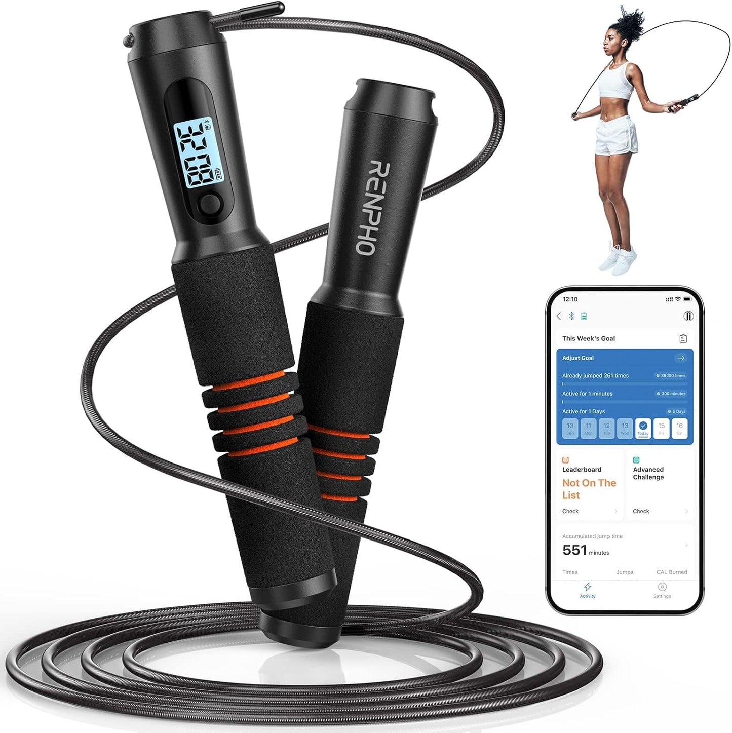 Smart Jump Rope with LCD Counter - Digital Cardio Fitness Tracker