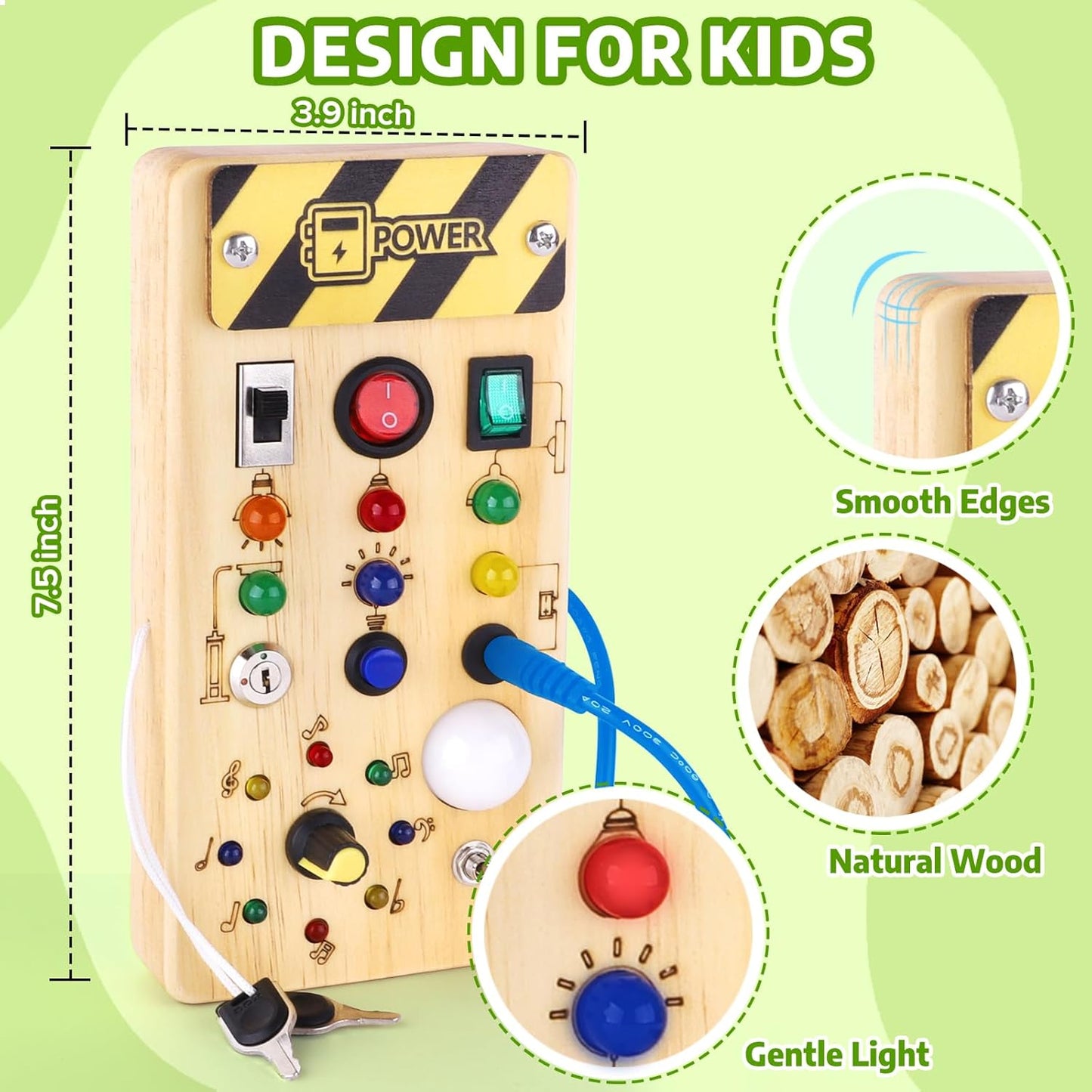 Montessori Busy Board Kids Toys, Toys for 1+ Year Old, Sensory Wooden Boy Toddler Games