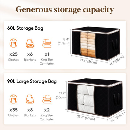 6-Pack Clothes Storage Bags | Reinforced Handles & Sturdy Zippers | Closet Organizer