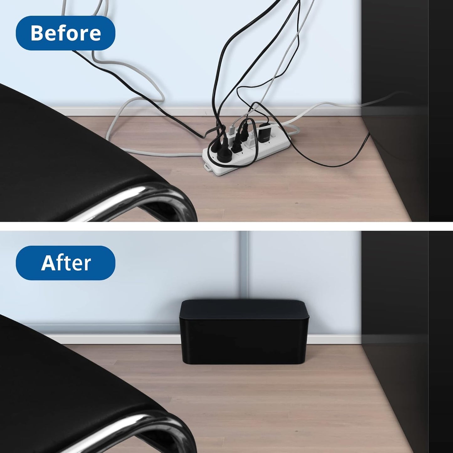2-Pack Cable Management Box | Power Strip Hider