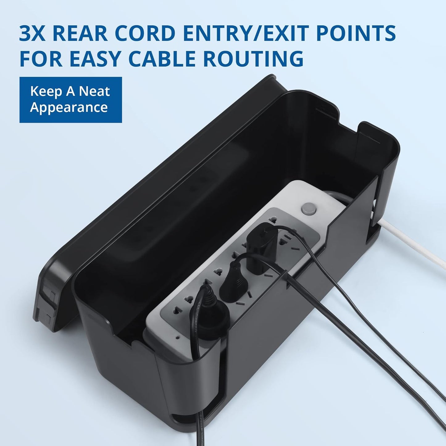 2-Pack Cable Management Box | Power Strip Hider