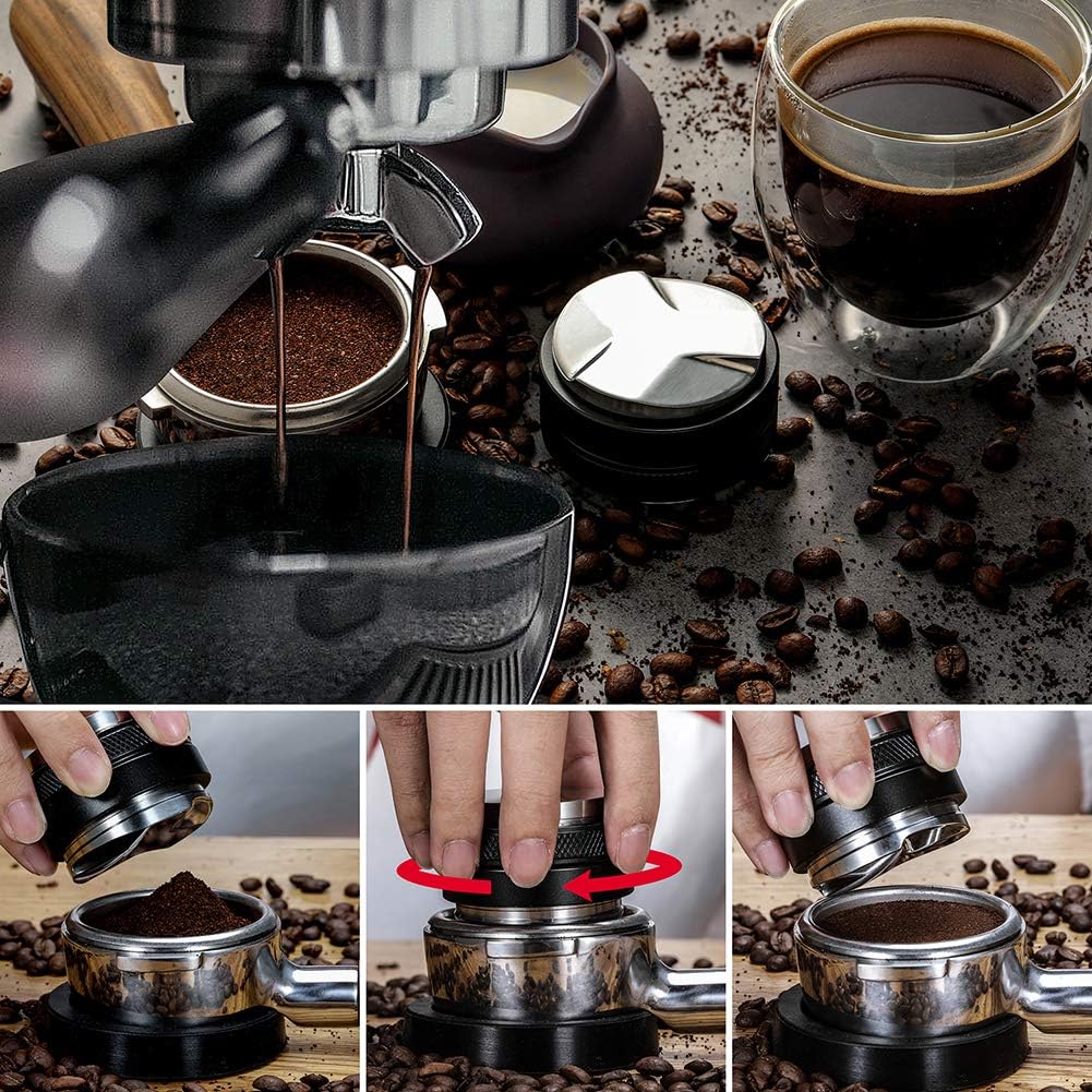 53mm Coffee Distributor & Tamper, MATOW Dual Head Coffee Leveler Compatible with Breville 54mm Portafilter, Adjustable Depth- Professional Espresso Hand Tampers