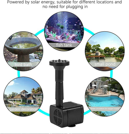 Solar Fountain,Square Solar Water Fountain with 6 Nozzle,1.2W Bird Bath Solar Water Pump with Extended - Length,Submersible Pump for Pond, Pool, Garden, Fish Tank