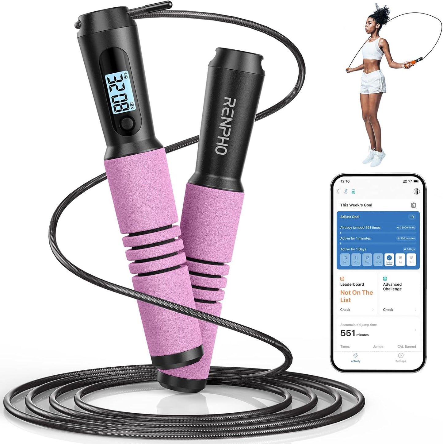 Smart Jump Rope with LCD Counter - Digital Cardio Fitness Tracker