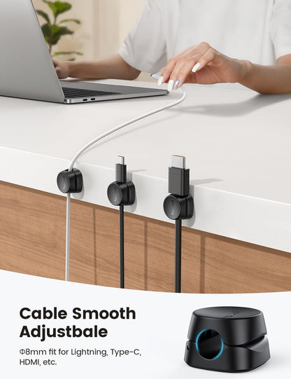 One-Hand Cable Clips | Desk Cord Organizer | Adhesive Cord Holders